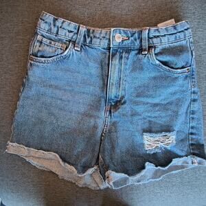 H&M Relaxed Fit Girls High Waist Distressed 100% Cotton Shorts Size 14